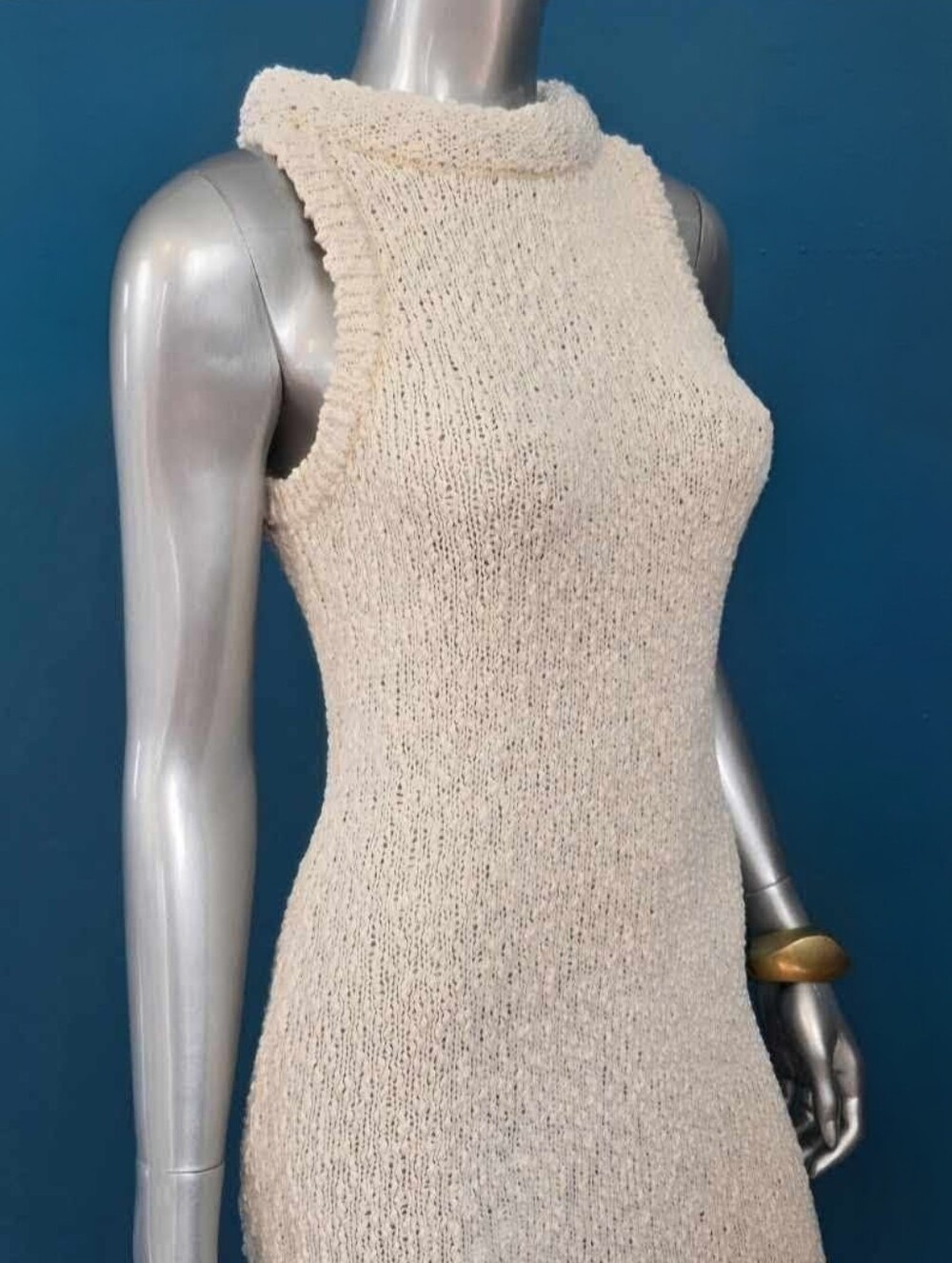 ๐๏ธ๐ ARRANGE Boucle Open Knit Racer Neckline Maxi Dress in Off White // (NWT) - Picture 5 of 16